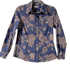 Coldwater Creek fitted paisley print cotton spandex blouse size S